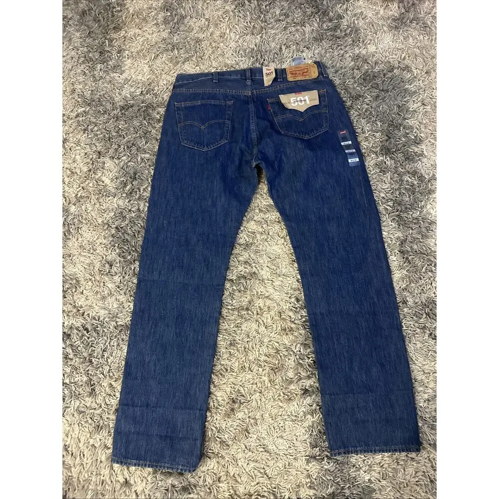 Levis 501 Original Fit Jeans Straight Leg Button Fly 100% Cotton Jeans 38x34